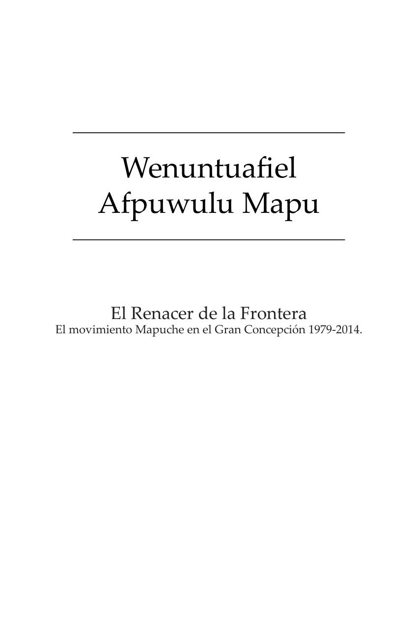 Portada del libro Wenuntuafiel Afpuwulu Mapu